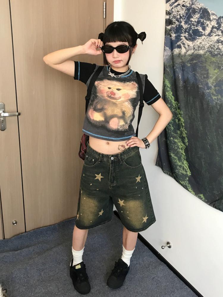 Корейские модные женские синие джинсовые шорты — фото 4