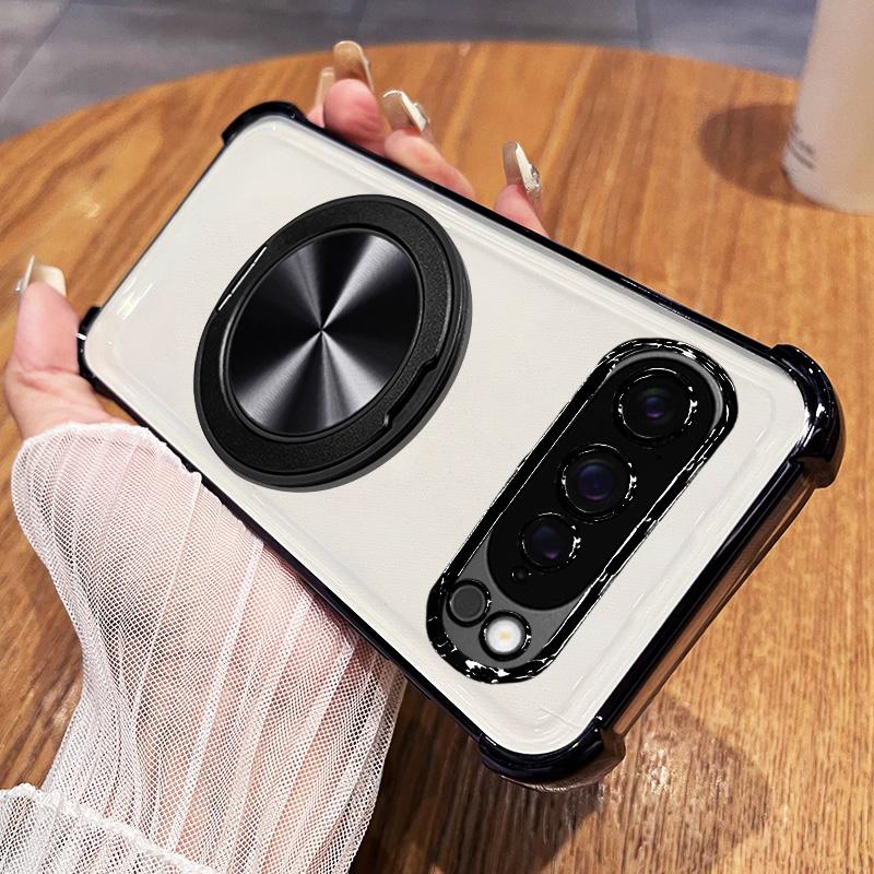 

360° Degree Rotate Magnetic Bracket Phone Case For Google Pixel 10 9 8 7 Pro XL 9A 8A 7A Clear Shockproof Plating Silicone Cover Google Pixel 10