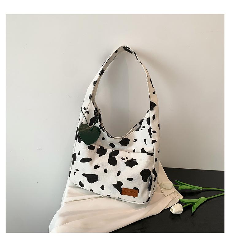 New Stylish and Simple Zebra Pattern Canvas Bag Casual Large Capacity Shoulder Bag Student Tutoring Bag