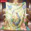 1pc 2D Floral Bird Butterfly Theme Pattern Flannel Blanket, Soft HD Digital Print, Cooling Blanket All-Season Use! Soft And Breathable 100% Polyester