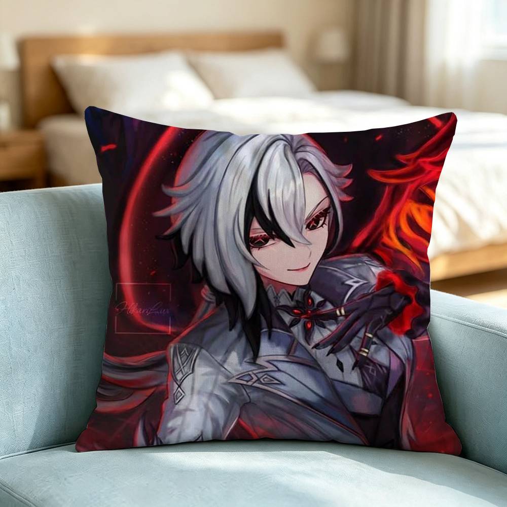 Genshin Impact Arlecchino-O Pillow Case Square Double-Sided Sofa Cushion Cover Bedroom Bedside Pillow Gift