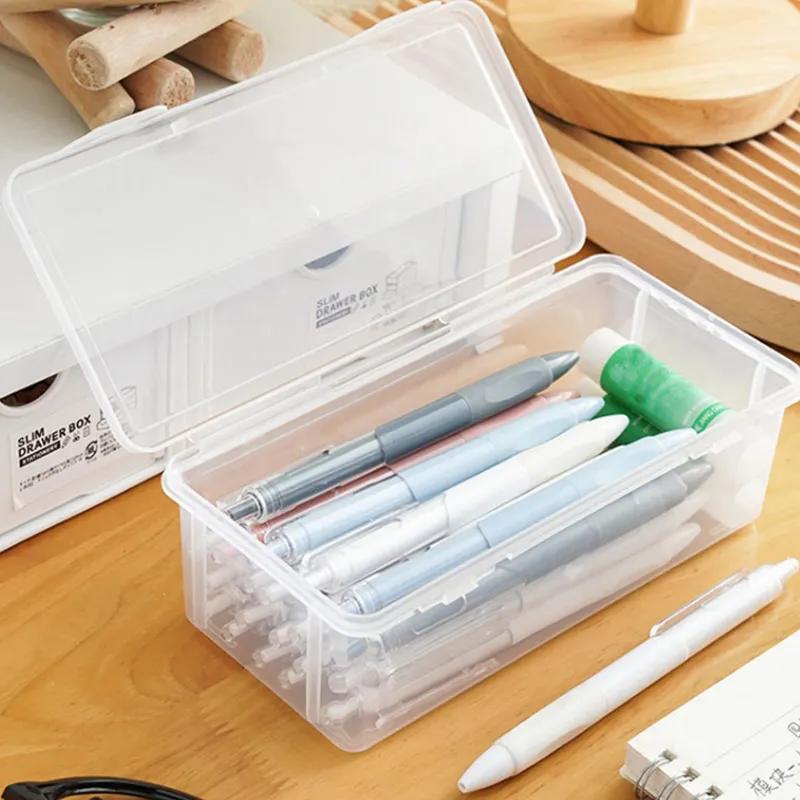 Pencil Storage Box Large Capacity Transparent Stationery Storage Box Pen Holder For Colored Lead Children'S Crayons Drawing And Sketching Pencil Case