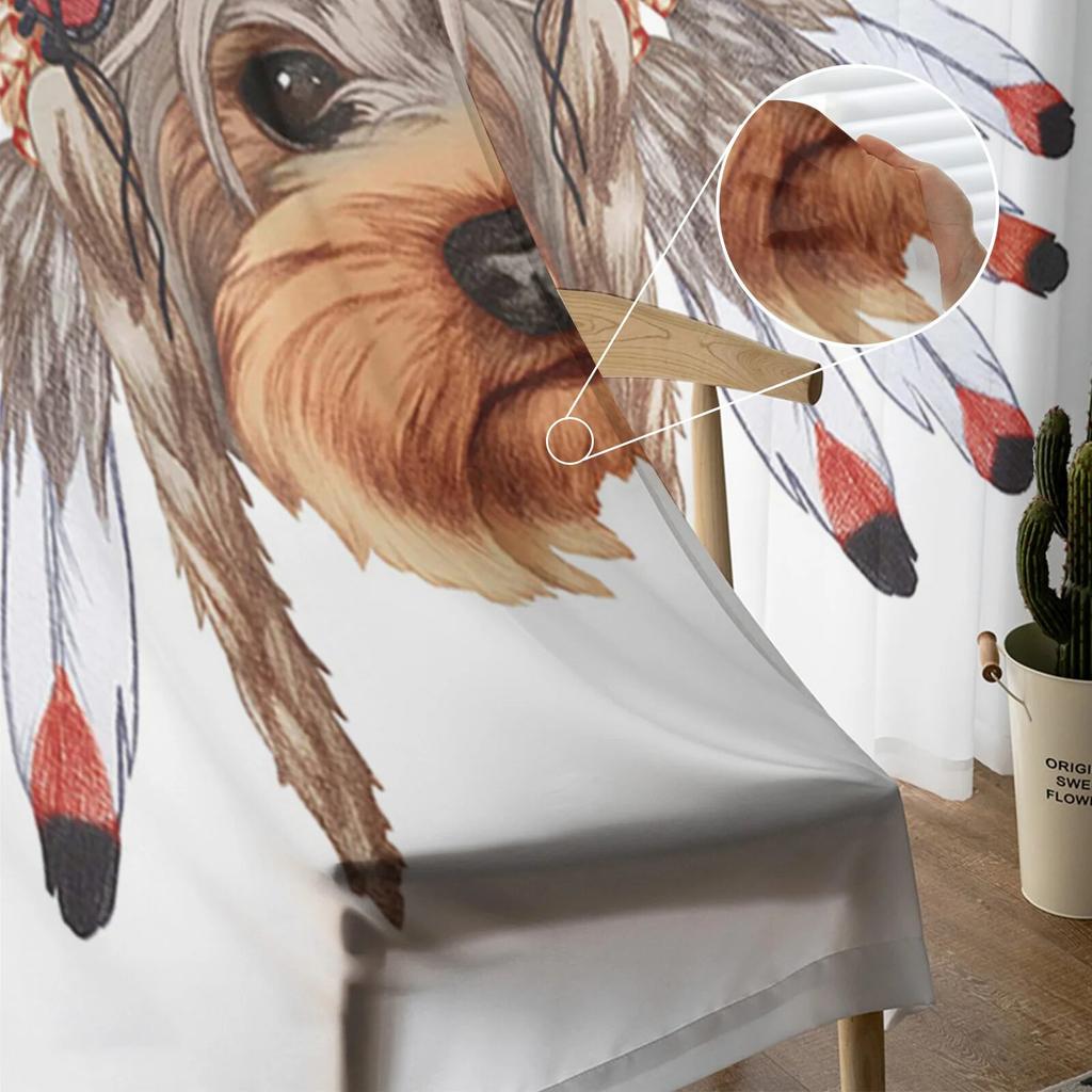 Indian Chief Dog Luxury Tulle Curtains Modern Living Room Kitchen Chiffon Curtain Bedroom Sheer Valance Curtain