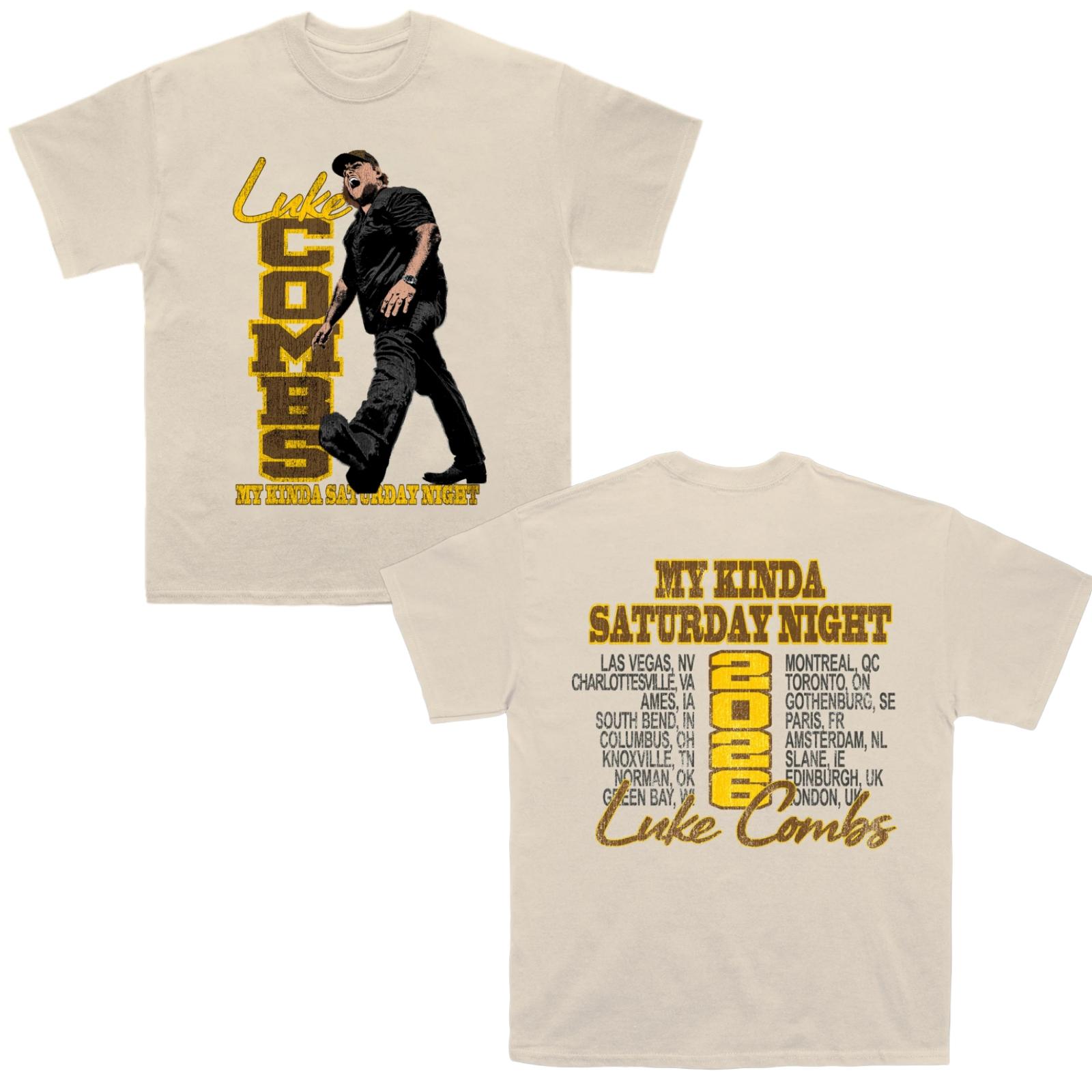 

2026 Luke Combs TOUR My Kinda Saturday Night Unisexs TShirt 100Cotton Unisex ONeck Short Sleeve Fans Gift Oversized Y2k Popular 4XL