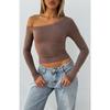 2026 Autumn Hot Selling Women's Off-shoulder Long-sleeved Knitted Cardigan T-shirt Y2K Hot Girl Style Slim Top