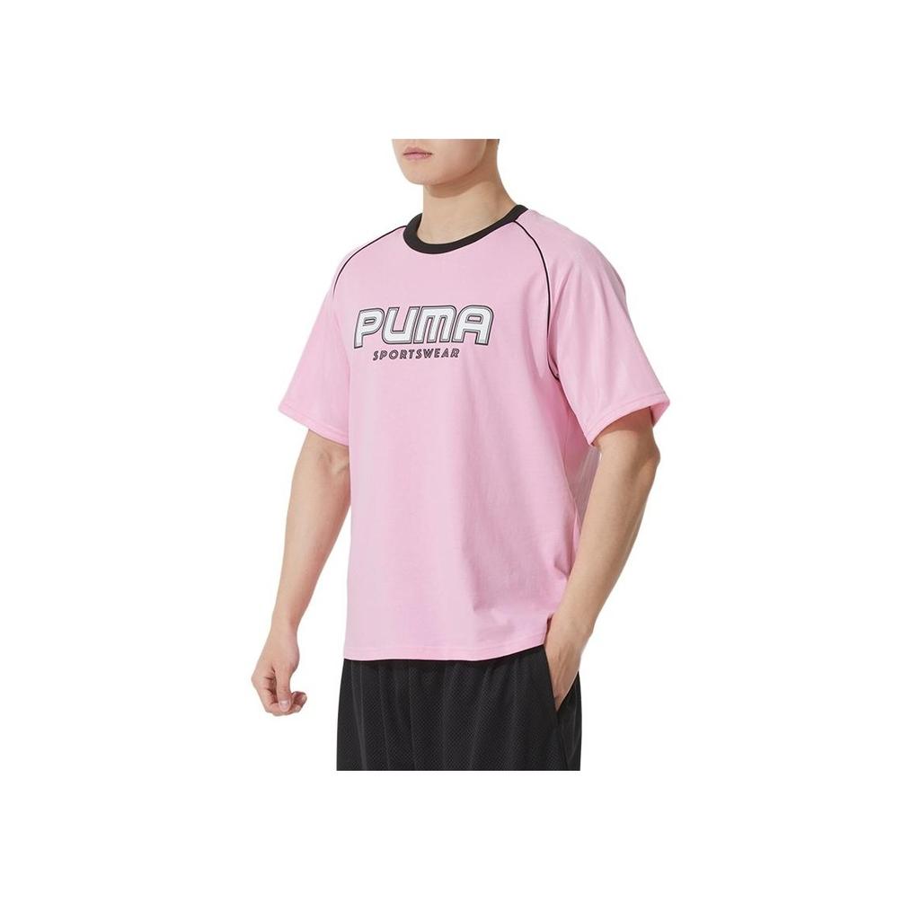 Puma Sports Lifestyle Series Ss25 Letter Breathable Round Neck Raglan Short Sleeve T-Shirt Men Tops Pink 631723-90