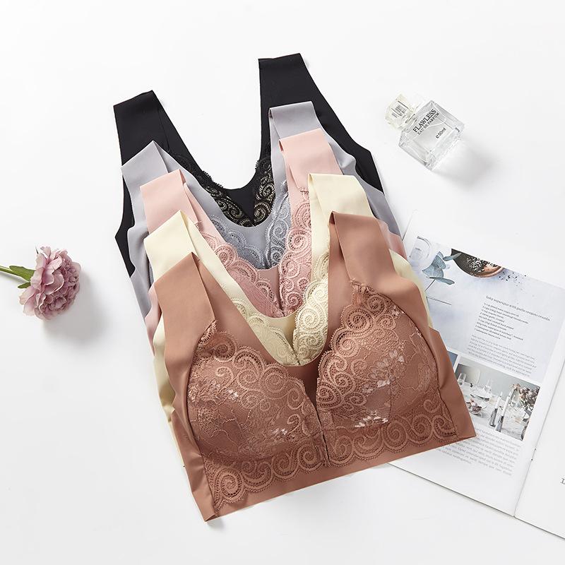 BH met knopen aan de voorkant zonder stalen ring Vestbeha's Sexy kanten verzamelde lingerie Dunne borstvoedingsbeha voor dames