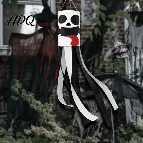 Festive Halloween Banner 39 Inch Windsock Flag Cartoon Ghost Flag Windsock Waterproof Hanging Door Decoration Ornament