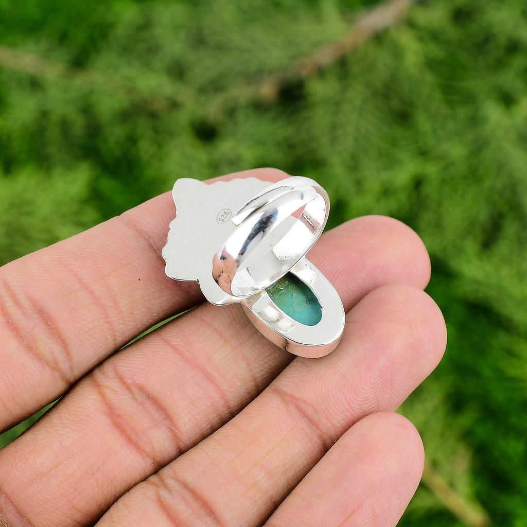 Sterling Silver Natural Shattuckite Birthday Solitaire Statement Handmade Ring