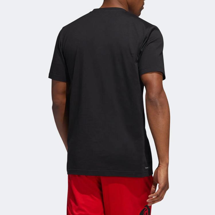 Adidas Casual Sports Print Crew Neck Short Sleeve T-Shirt Men Tops Black DQ0922