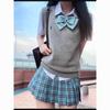 Japanese School-Style Embroidered V-Neck Knitted Vest for Women