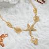 Bohemian Starfish Conch Scallop Pendant Necklace for Women Summer Beach Vacation Gold Color Collarbone Necklace Party Jewelry