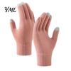 Elastic Ribbed Cuff Hand Warmers Knitted Touchscreen Gloves for Women Men, Winter Warm Five Finger Gloves, Skiing Snowboard Gear Thermal Cold Weather