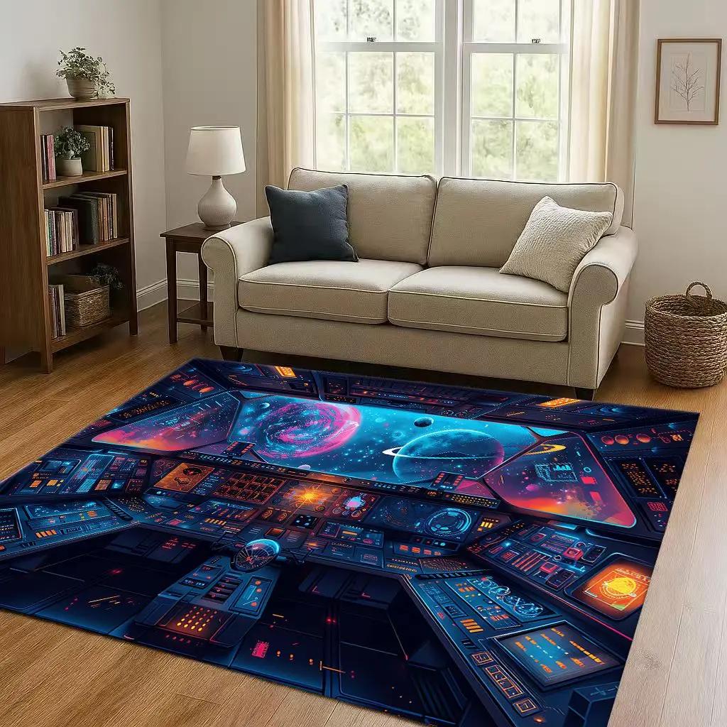 HD Spacecraft Aircraft Cockpit Dashboard Living Room Non Slip Area Rug Carpet for Bedroom Kids Playroom Sofa,Home Decor Doormat