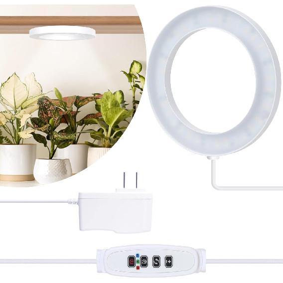 Full Spectrum Grow Light for Indoor Plants, 72 LEDs Halo Plant Light with Auto On/Off Timer (4/8/12H), 10-Level Brightness, 3 Lighting Modes, for