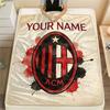 Custom Name,AC Milan Printed Flannel Blanket, Soft Throw for Bedroom Sofa, Washable, Christmas Present, Great Gift.