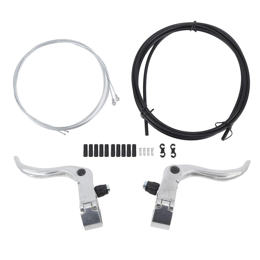 Bike Brake Cable Set Bicycle Shifter Cable Housing Kit with Brake Levers End Cap S Shaped Clip for Mountain Road Bike