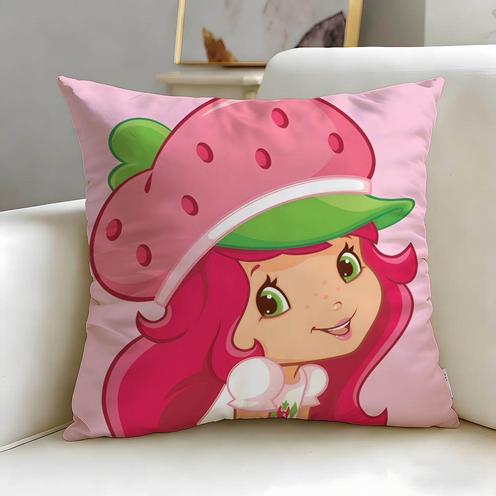 Classic Cartoon Strawberry Shortcake Cushion Cover Soft EasyWash Pillow Case Versatile for Couch Bed Travel and Office