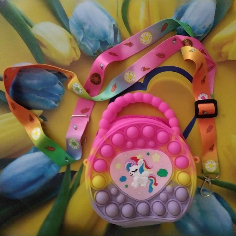 New Eliminate Rat Pioneer Bag Cartoon Unicorn Coin Purse Silicone Messenger Bag Children Fidget Toy Bubble Stress Relief Handbag