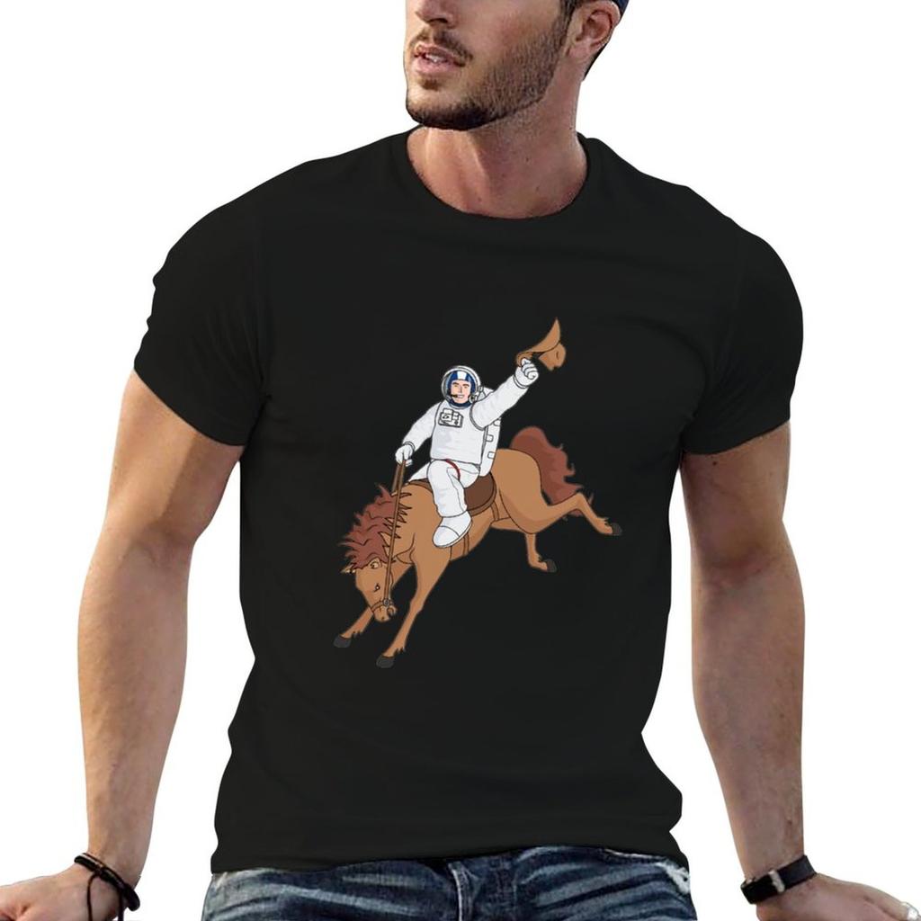 Space Cowboy T-Shirt T Shirt Man Cotton Funny T Shirts Cotton Black Cotton T-shirt Plain for Ma