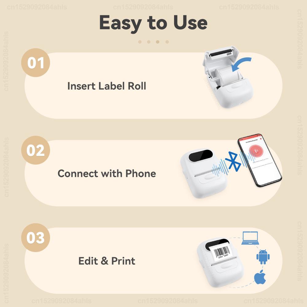 Termiczna drukarka etykiet P50 Mini drukarka naklejek Przenośna bezprzewodowa etykieciarka Bluetooth DIY Naklejki samoprzylepne jak Marklife P50