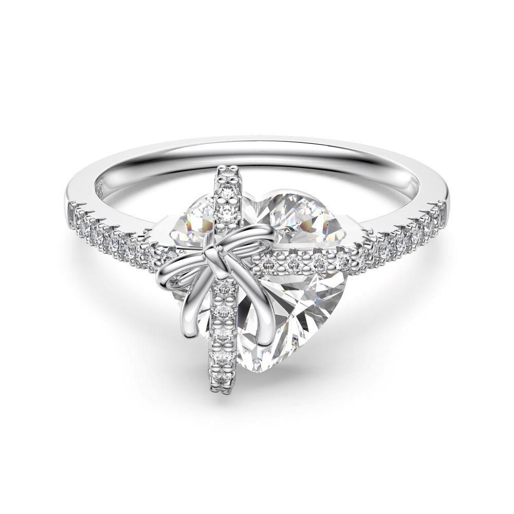 S925 Sterling Silver Women s Ring with Heart Pendant - Japanese & Korean Light Luxury, Exquisite Fairy Style. S925 Sterling Silver