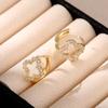 Exquisite Luxury Zircon Embedded Copper Floral Hollow out Petal Earrings Fashion Lucky Flower Shaped Ear Jewelry Accessories