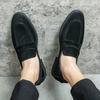 New Luxury Suede Leather Black Slip On Shoes Men Casual Penny Loafter Business Formal Dress Footwear Sapatos Tenis Masculino