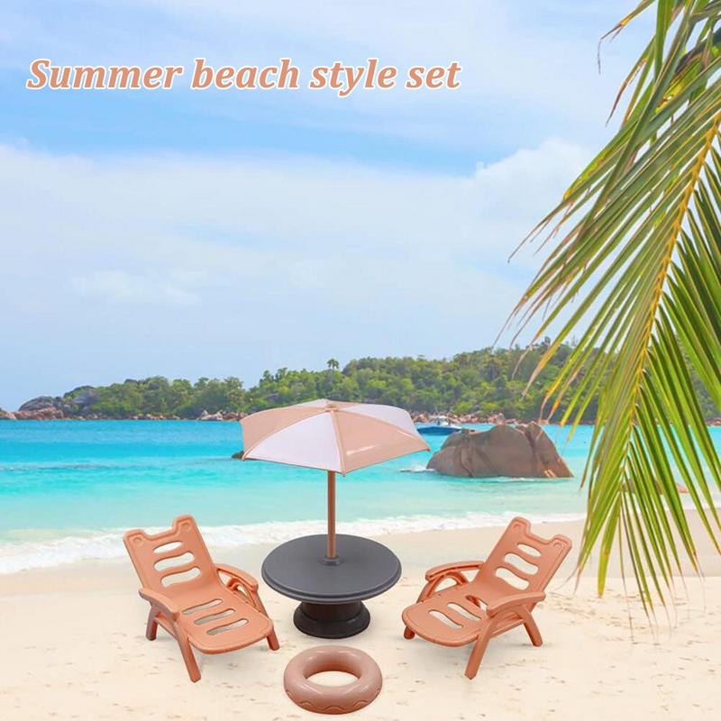 

Doll House Beach Accessories Miniature Decorations Creative Beach Umbrella Chair Doll House Accessories Beautiful Desktop france
