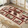 Christmas Linen Table Runner and Placemats Set, Holiday Dining Table Decor, Xmas Festival Tablecloth