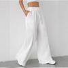 2026 Spring/Summer Women's Drawstring Straight-Leg Flared Pants with Pockets