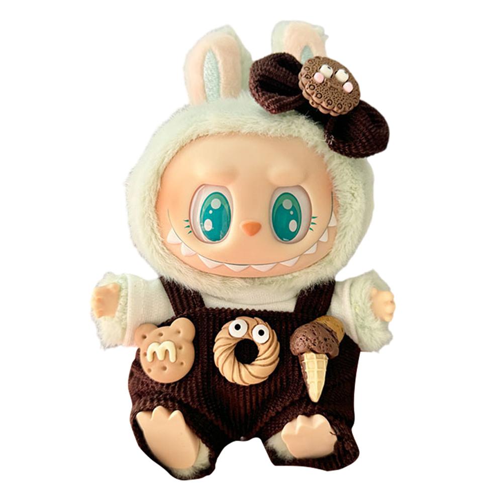 Mini Plush Doll'S Clothes For Labubu 17cm Doll Sitting Party Clothing Overall Set Outfit Accessories Kawaii Sweater Jk Skirt Set