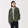 MUJI Returnable Fleece Khaki Size L Men's Cardigan, Green, (AB1P8A5A)