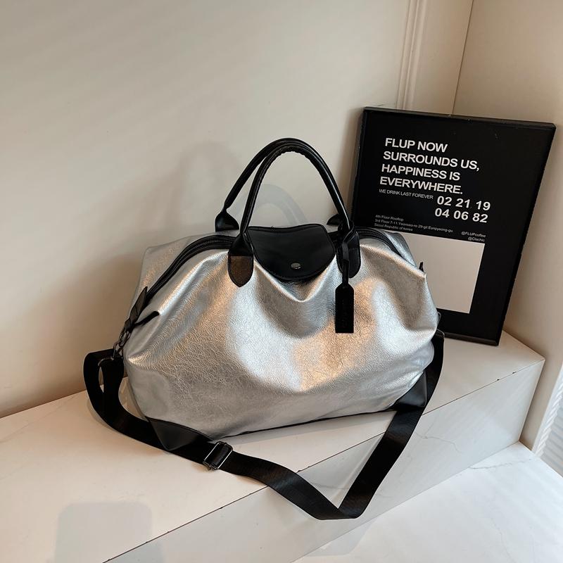 Women's Large Capacity PU Travel Bag Sports Fitness Storage Bag Tote Bag
