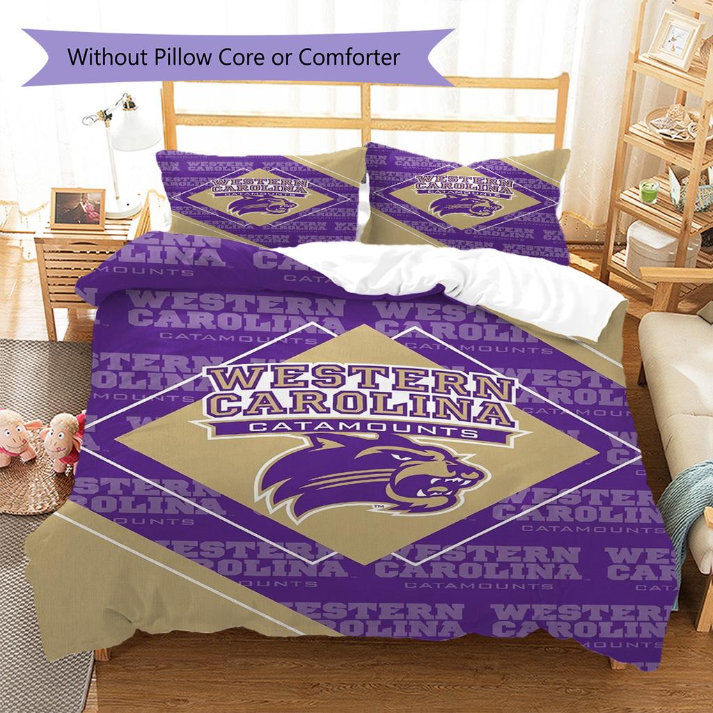 Western Carolina Catamounts Pattern Bedding Set Quilt Cover Pillowcase Home Decor Gift (1 * duvet cover + 2 * pillowcase, without core)