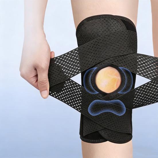 Åben Patella Knæbandage med Sidestabilisator Smertelindring Justerbar Knækompressionshylster Meniskskade Genopretning Knæstøtte Wrap