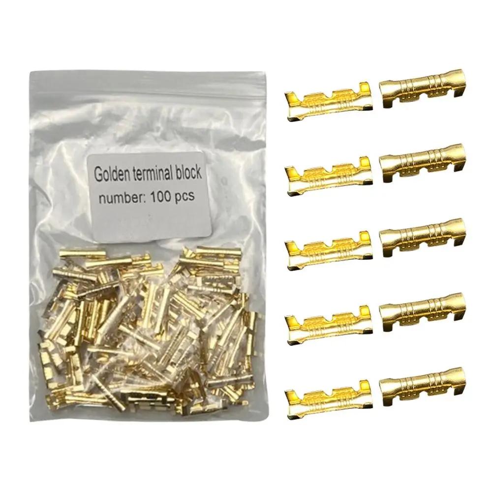 50/100/200pcs Gold Color Teeth Fascia Terminal Terminal Line Cold Terminal Connectors Cold Inserts Wiring Tab