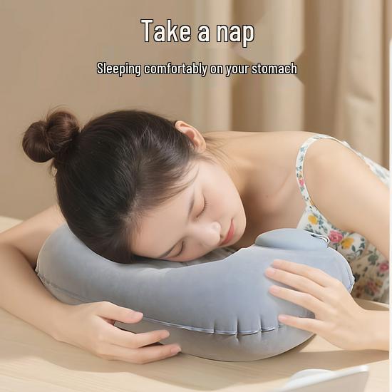 Inflatable U-Shape Travel Neck Pillow - Portable Airplane, Train, Car Support Pillow