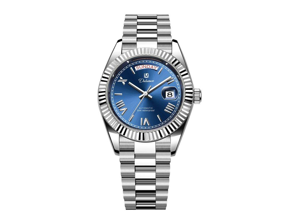 Durlanway Ceas Nou Automat pentru Bărbați din Oțel cu Calendar Dublu – La Modă, Rezistent la Apă, Stil Business