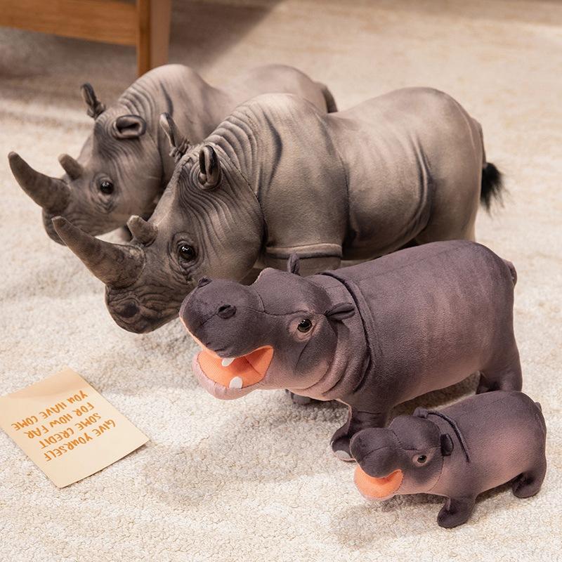 Cartoon Simulation Animal Rhino Doll Plush Toy Hippo Doll Children Soothing Rag Doll Male Birthday Gift