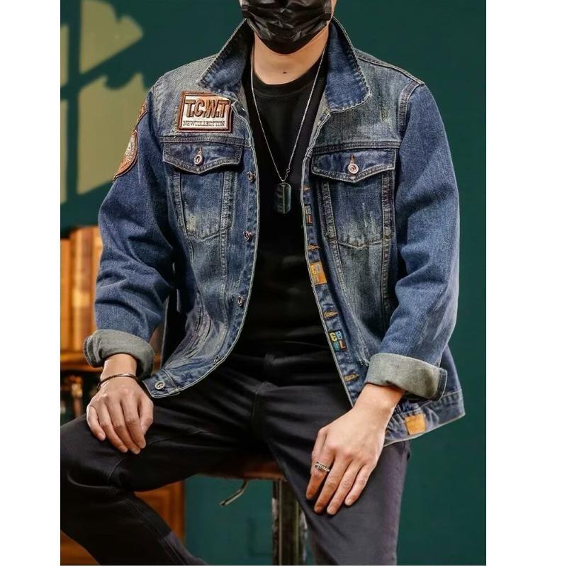 Men's 2025 Spring/Autumn High-End Washed Denim Jacket - Trendy Versatile Workwear Outerwear