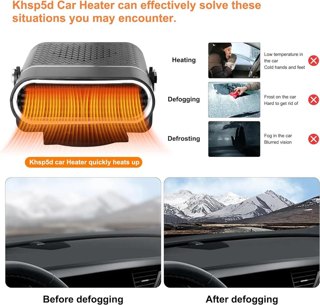 24V Car Heater Anti-fog Heater Car Windshield Defroster Fast Heat Car Heater Electric Cooling Heating Indoor Cold Heater