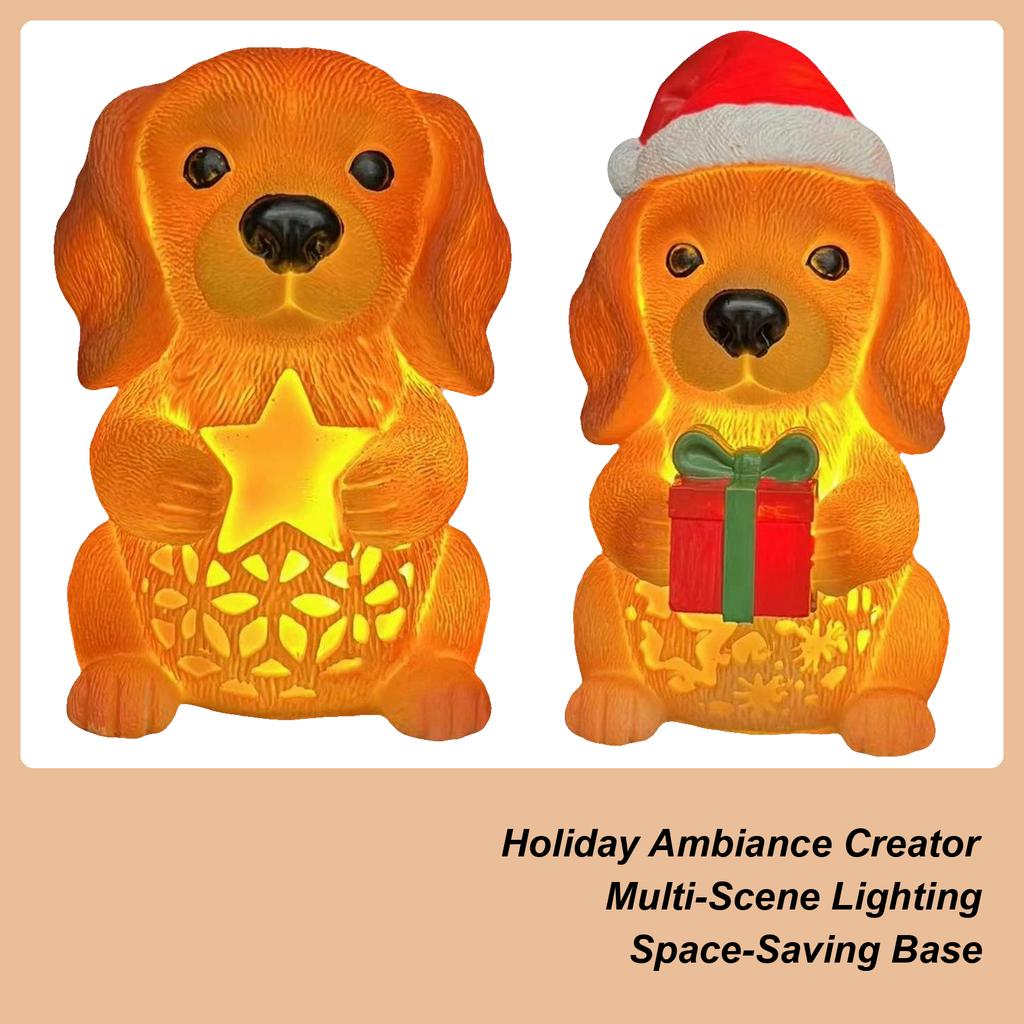 Creative Christmas Dog Night Light LED Ambient Lighting Cute Cartoon Puppy Animal Statue Lamp Home Desktop Decoration