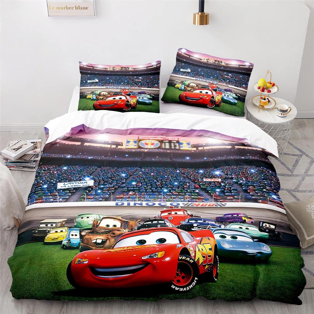 Cars Lightning McQueen 3D Children's Bedding Set 3-piece Set 1 Quilt Cover 100% Polyester Home Decor Cartoon