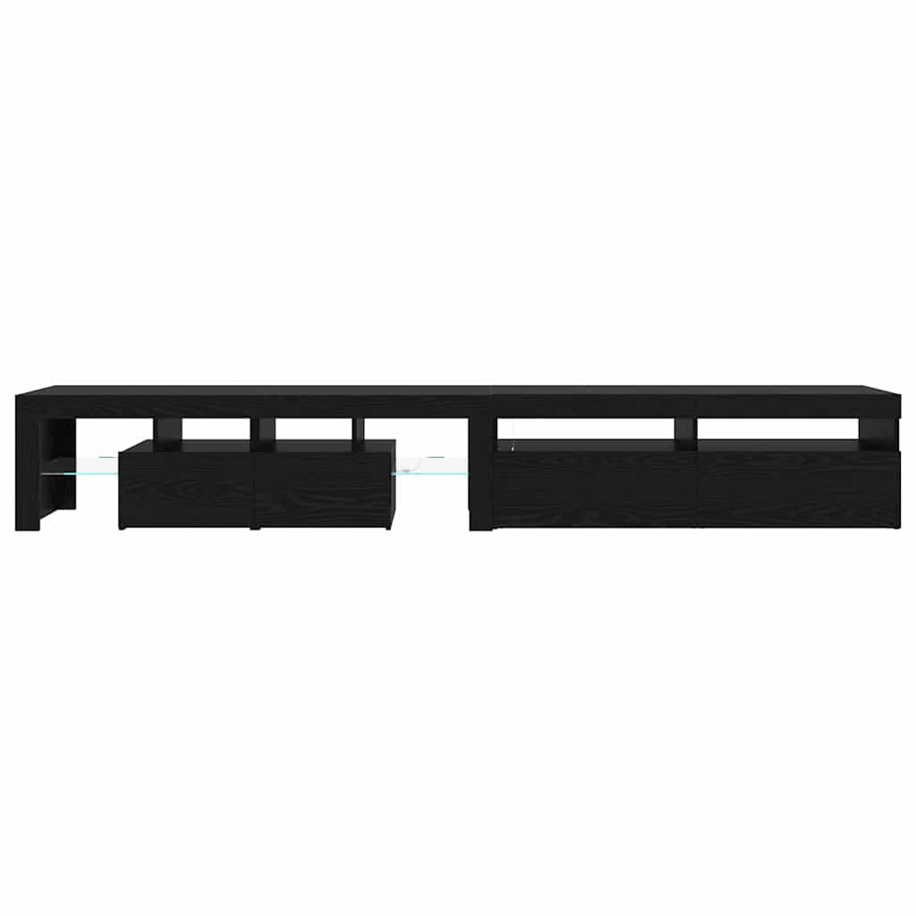 TV Stand with LED Lighting 2 Pcs Black Oak Effect 260 X 37 X 40 Cm