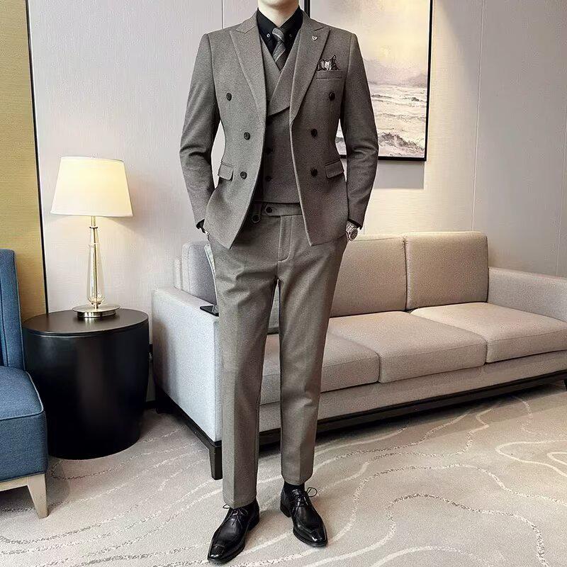 Herren Slim-Fit Zweireihiges Anzugsakko: Business Casual & Formelle Hochzeitskleidung