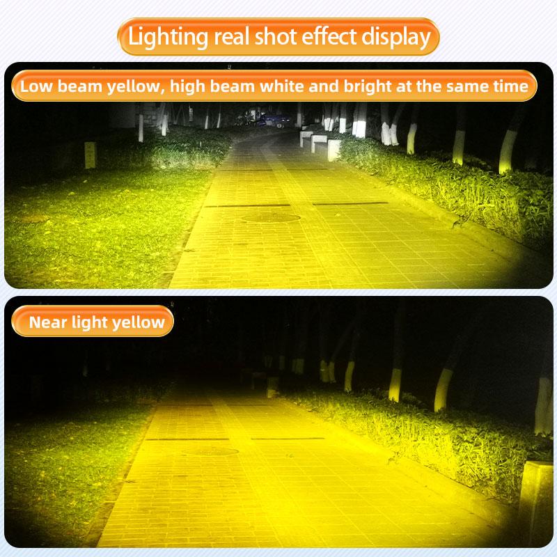 3 Lens Motorcycle LED Spotlights Headlamp Bulbs External Scooters Fog Lamp Projector Lens Dual Color Work Auxiliary Spot Light