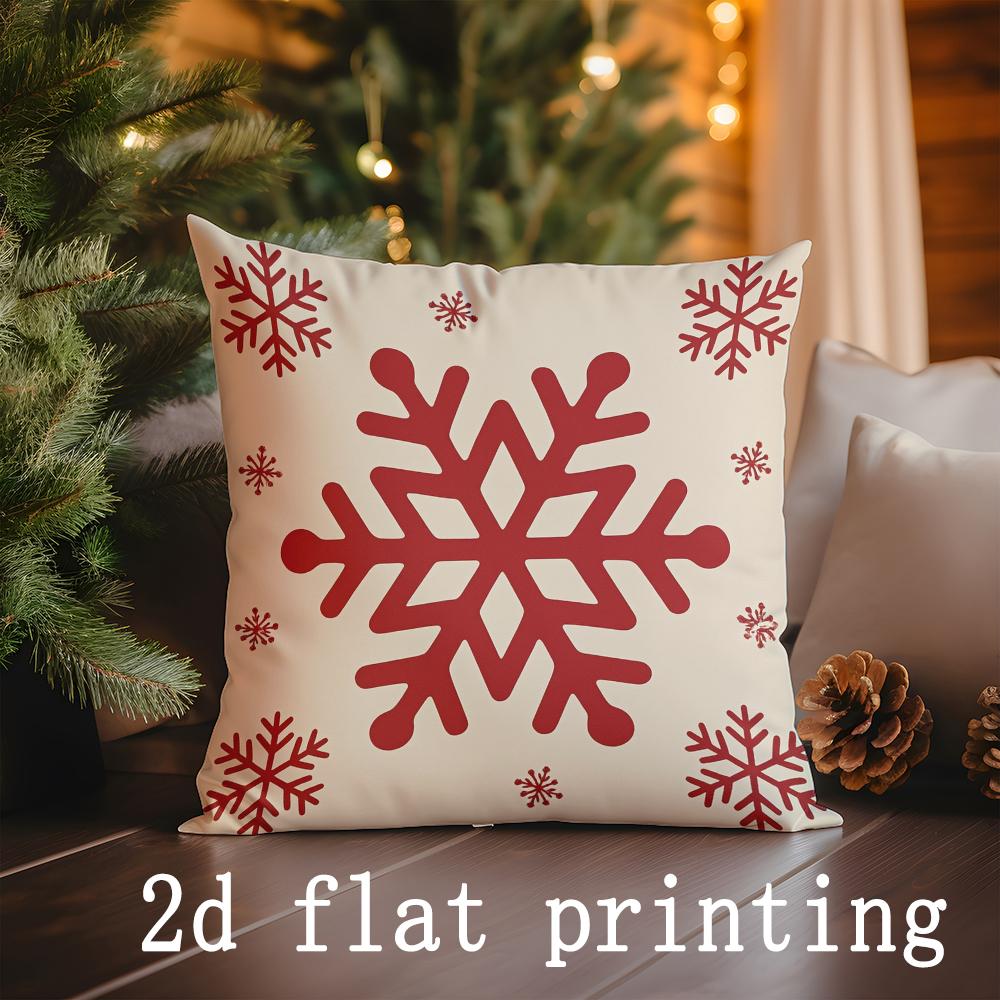 Christmas-Themed Decorative Pillow Covers With Deer Snowflakes Pattern Cushion Cover Suitable For Sofa Bedroom Car Pillow Cover