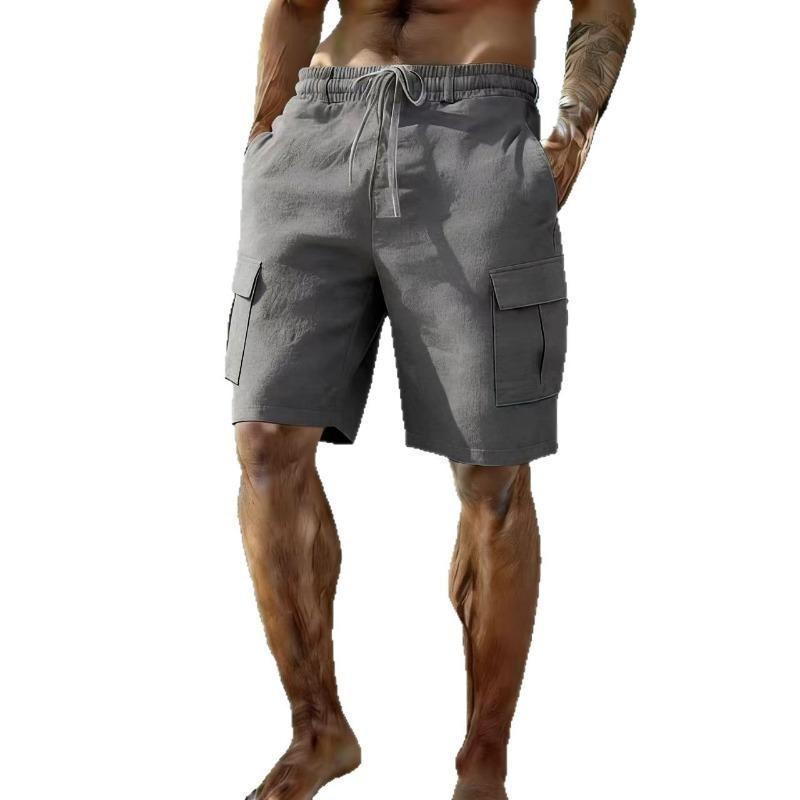 Pantaloncini Cargo Bianchi da Uomo con Coulisse Vita Elastica Pantaloncini Casual con Tasche Laterali