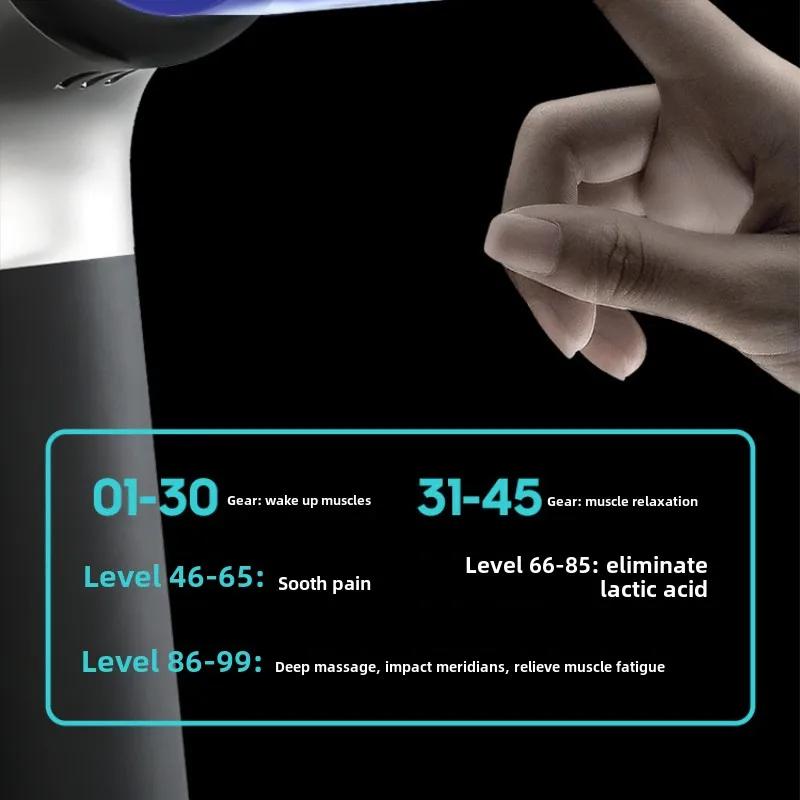New Portable LCD Touch Household Electric Impact 99-gear Adjustment Massage Gun Muscle Relaxation Fascia Gun with 8 Massage Head